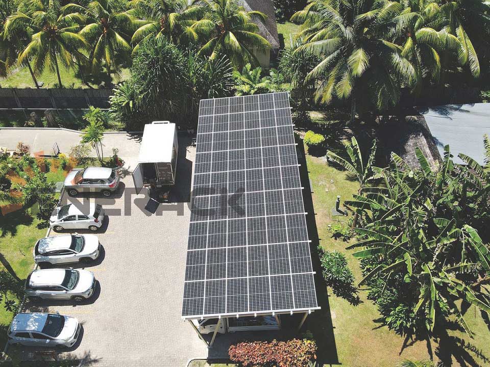Sistem de montare solară pentru carport impermeabil de 30KW în Seychelles